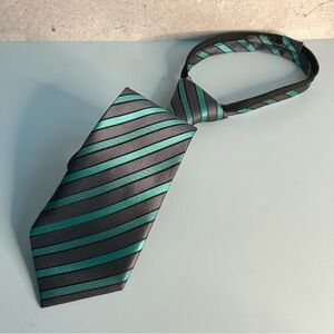 Stylish Kids' Striped Tie in Black and Teal